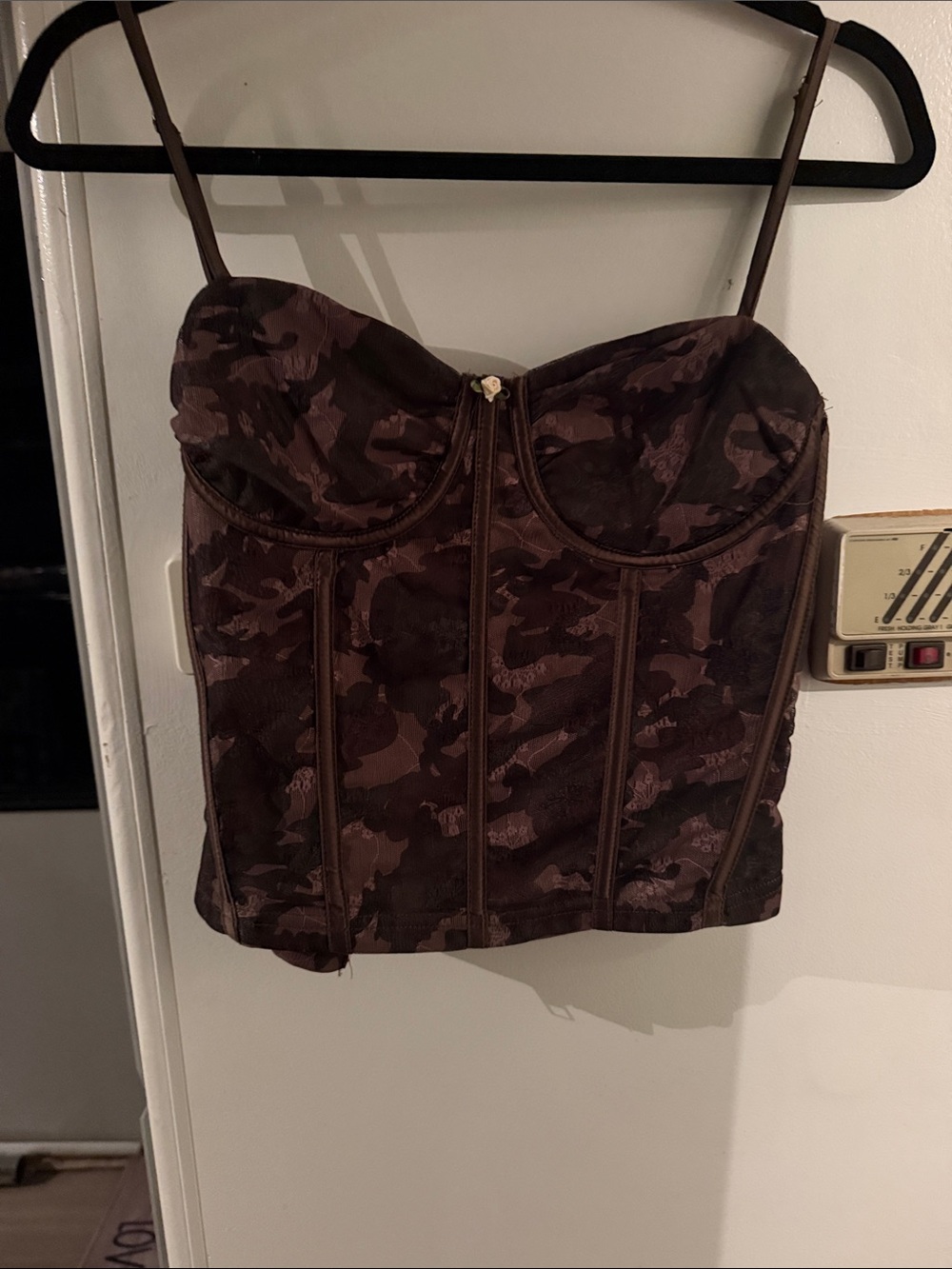 Brown Camouflage Bustier Camisole with Boning